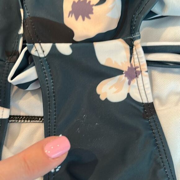 Sunikini Large High-Waist Vertical Striped/Orchid Floral One-Piece Swimsuit - Picture 14 of 14